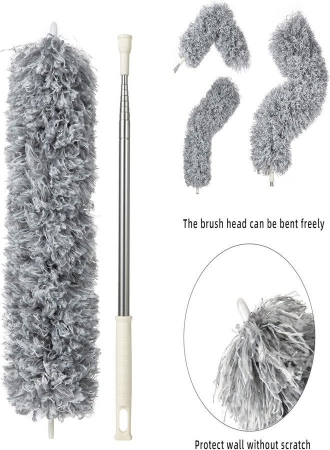 Amcube tech Long Handle Microfiber Feather Fan Ceiling Duster for Dust Cleaning with extendable Pole 100 Inch with Anti Scratch Bendable Brush for Cleaning High roof Cobweb Stick | Grey Fan Cleaner - Image 4